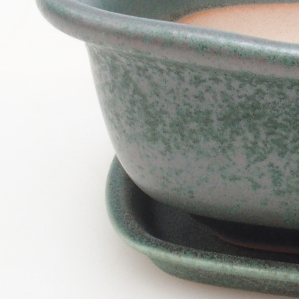 Miska do bonsai + podstawka H08 – 25 x 19,5 x 6 cm. – zielona