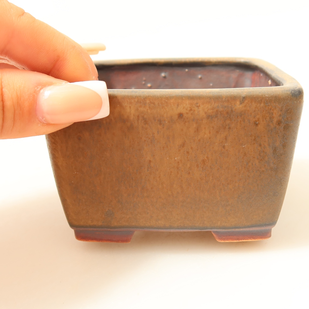 Ceramiczna miska do bonsai 8,5 x 8,5 x 5,5 cm, brązowa