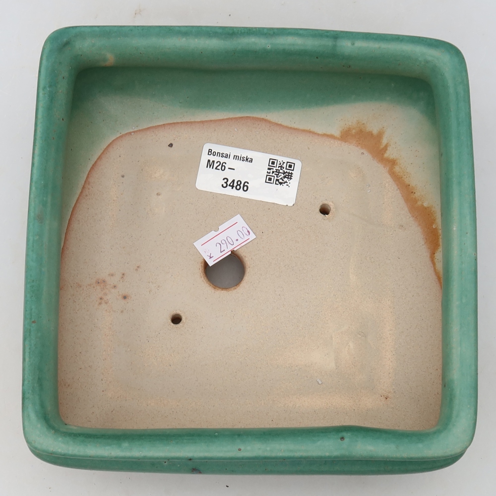 Ceramiczna miska do bonsai 15,5 x 15,5 x 6 cm, zielona