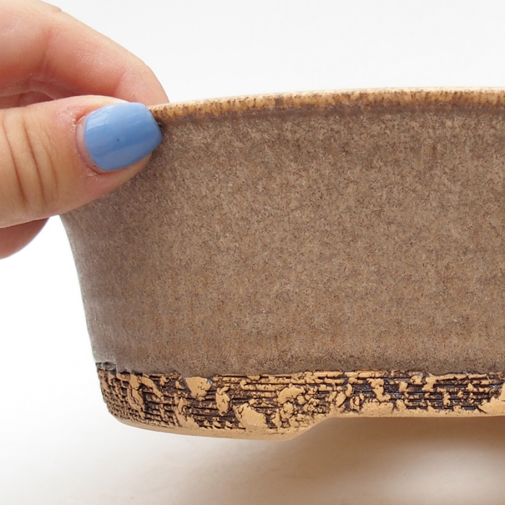 Ceramiczna miska bonsai 20 x 20 x 6 cm, kolor brązowy