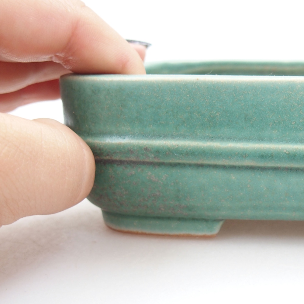Ceramiczna miska bonsai 14 x 12 x 4,5 cm, kolor zielony