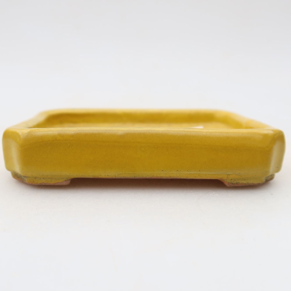 Ceramiczna miseczka do bonsai 10 x 8 x 2 cm, kolor żółty