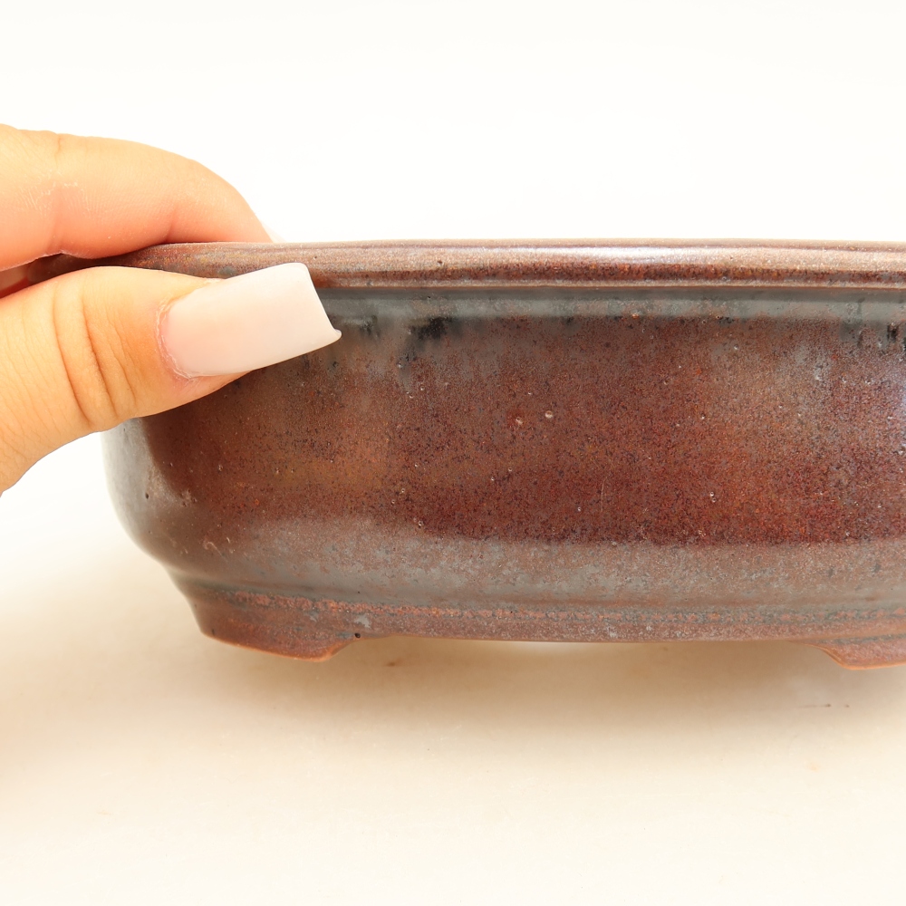 Ceramiczna miska do bonsai 18 x 14,5 x 5,5 cm, kolor bordowy