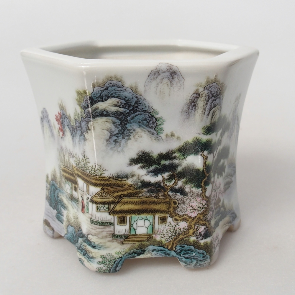 Ceramiczna miska do bonsai 10,5 x 9,5 x 9 cm, kolor biały