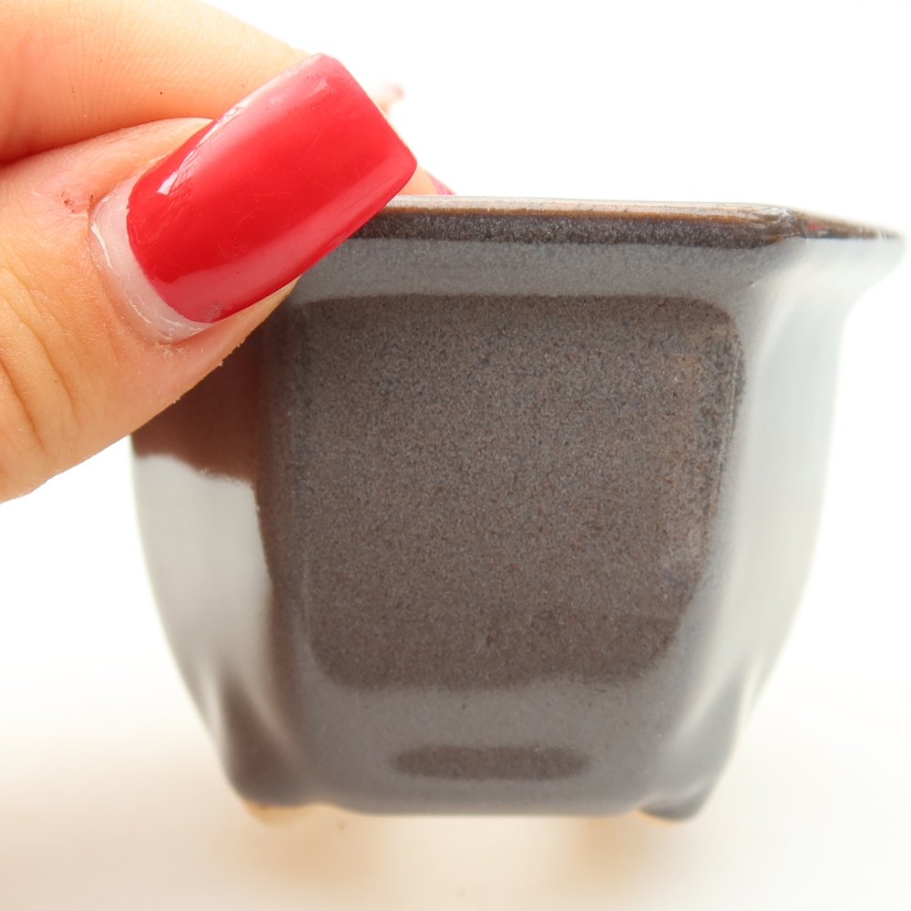 Ceramiczna miseczka do bonsai o wymiarach 7 x 6,5 x 5 cm, kolor szary