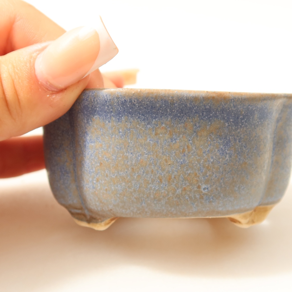 Ceramiczna miseczka do bonsai 8 x 7,5 x 3,5 cm, kolor niebieski