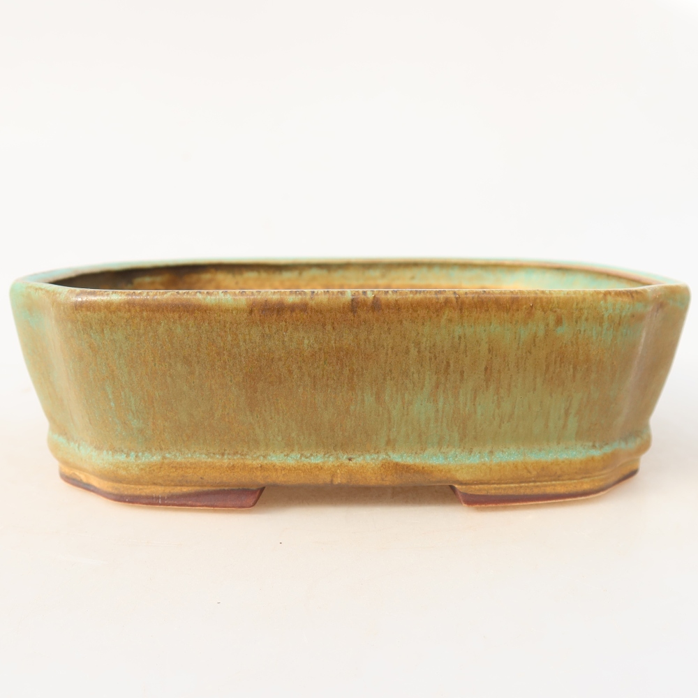 Ceramiczna miska do bonsai 17,5 x 14,5 x 5 cm, kolor zielony