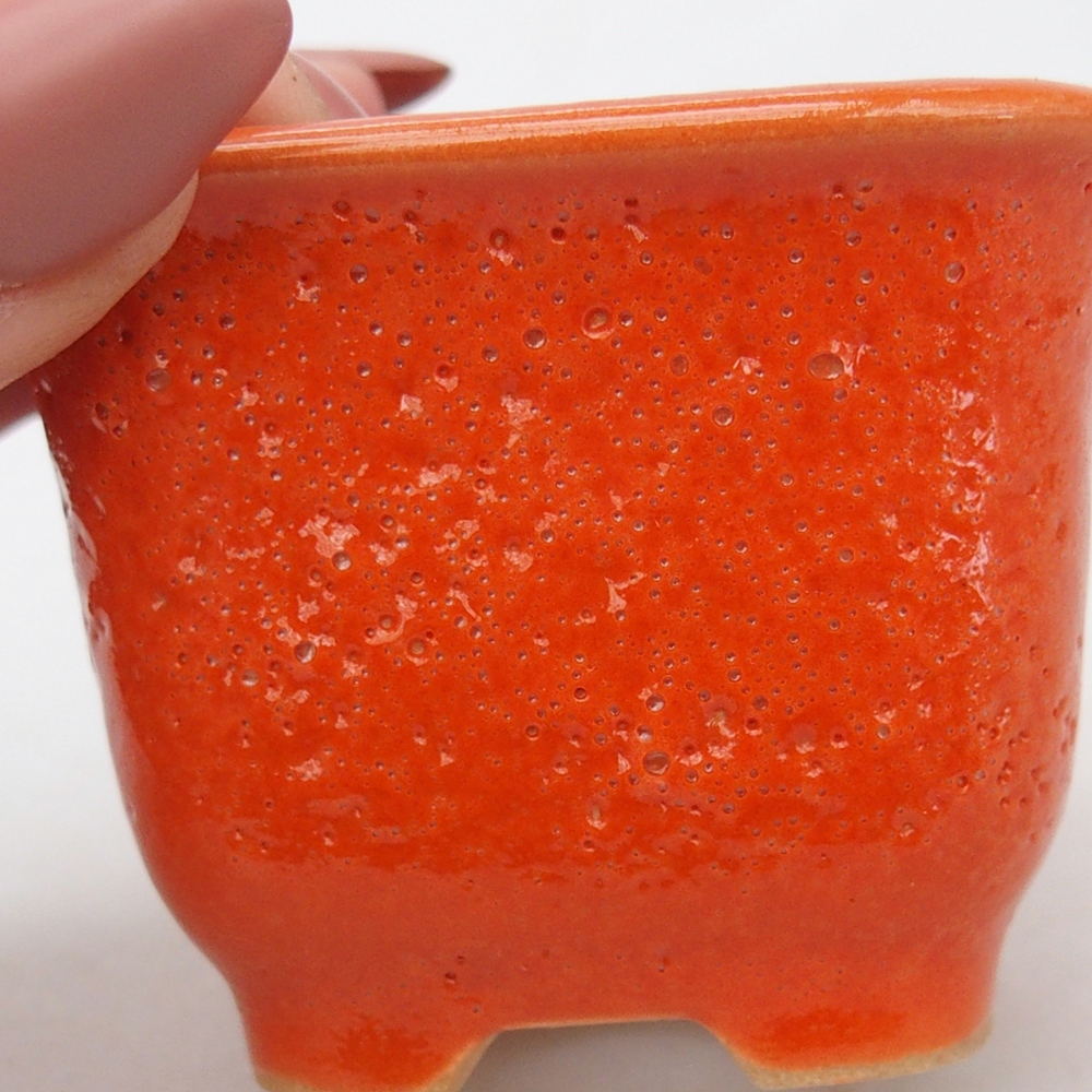 Ceramiczna miska do bonsai 6,5 x 6,5 x 5 cm, pomarańczowa