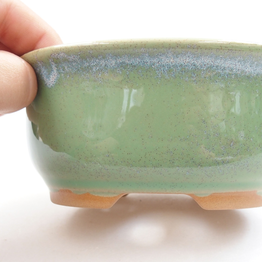 Ceramiczna miska bonsai 12,5 x 10,5 x 5,5 cm, kolor zielony