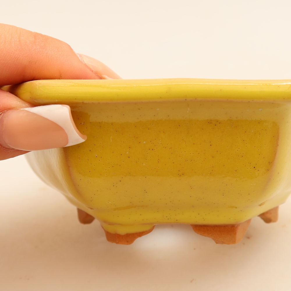 Ceramiczna miska do bonsai 12 x 10,5 x 4 cm, kolor żółty