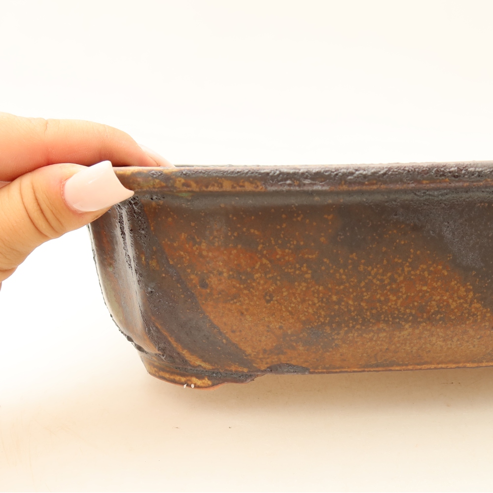 Ceramiczna miska do bonsai 24,5 x 21 x 7,5 cm, kolor brązowy