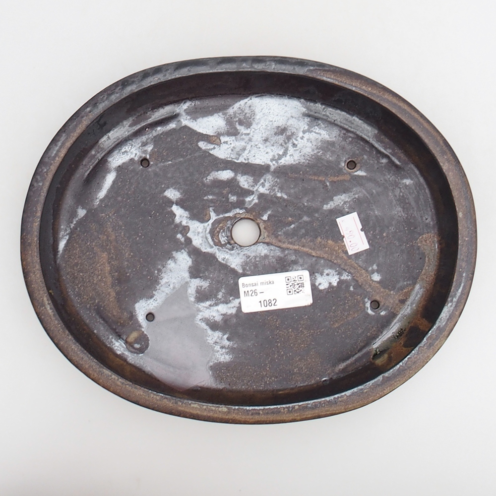 Ceramiczna miska do bonsai 24 x 19,5 x 4 cm, czarno-brązowa