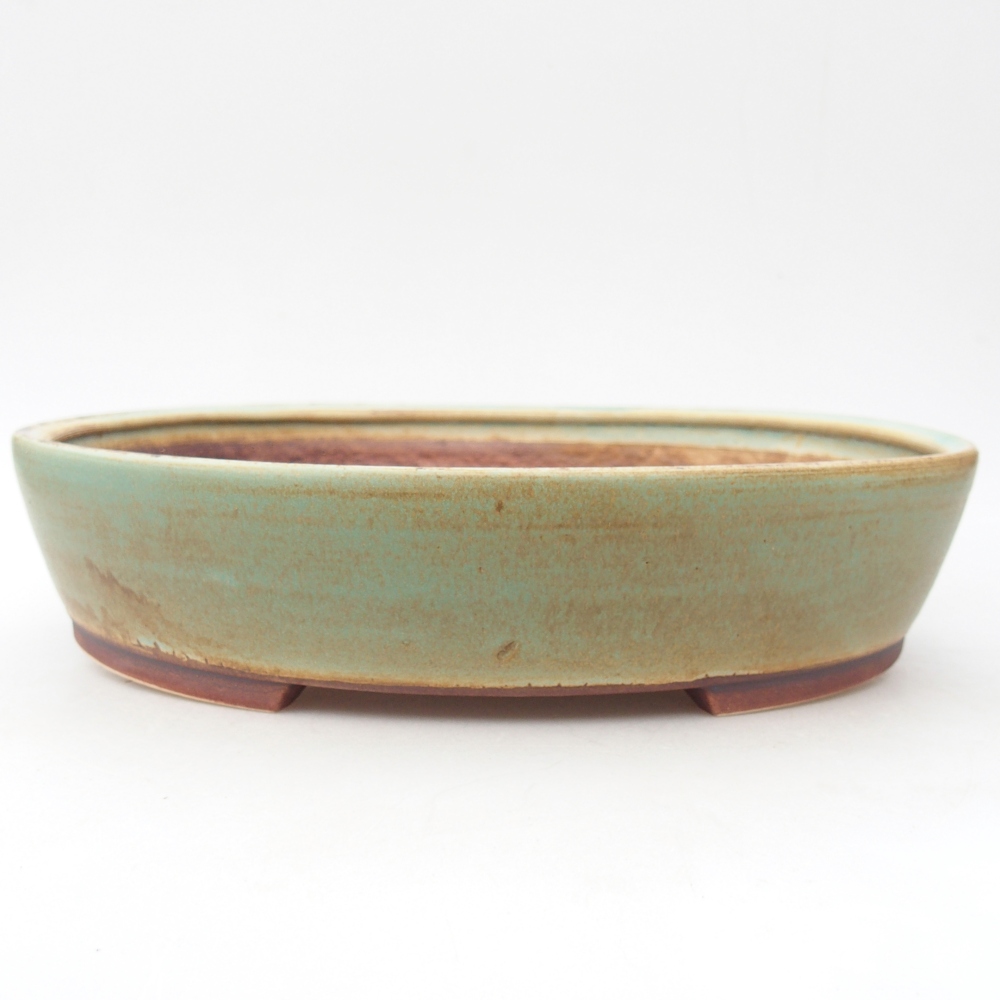Ceramiczna miska do bonsai 28 x 24,5 x 6 cm, zielona