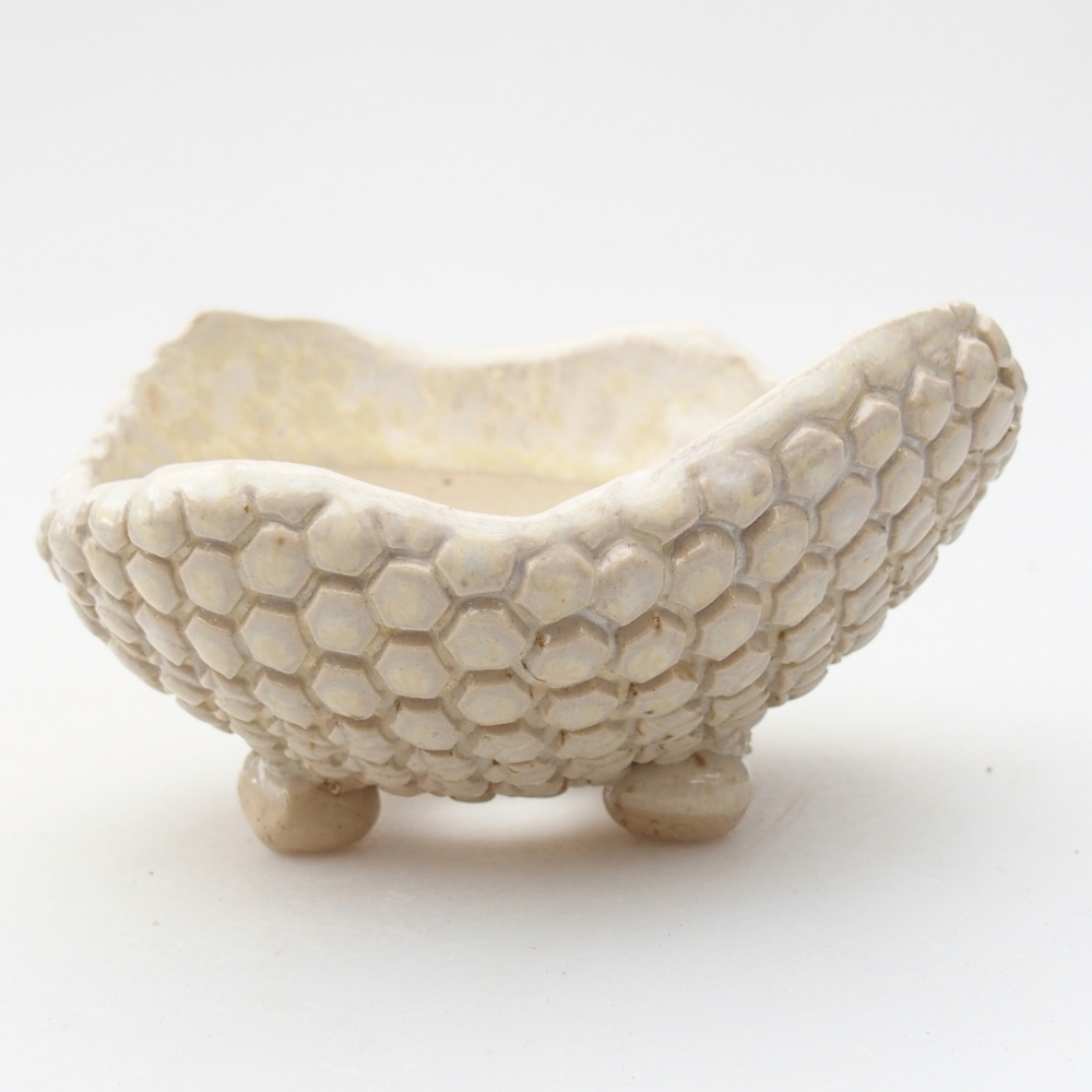 Ceramiczna muszla 8,5 x 8,5 x 5 cm, kolor beżowy