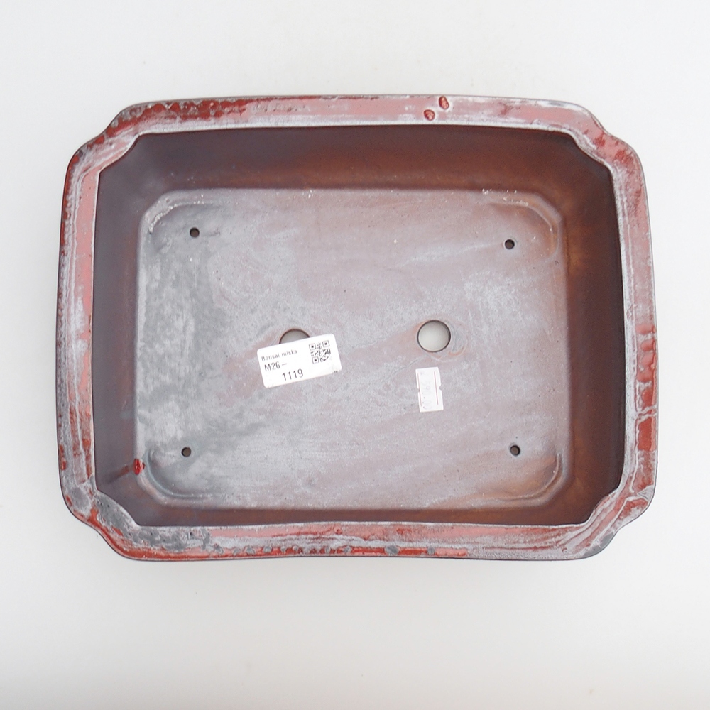 Ceramiczna miska bonsai 27 x 21 x 7 cm, kolor czerwony