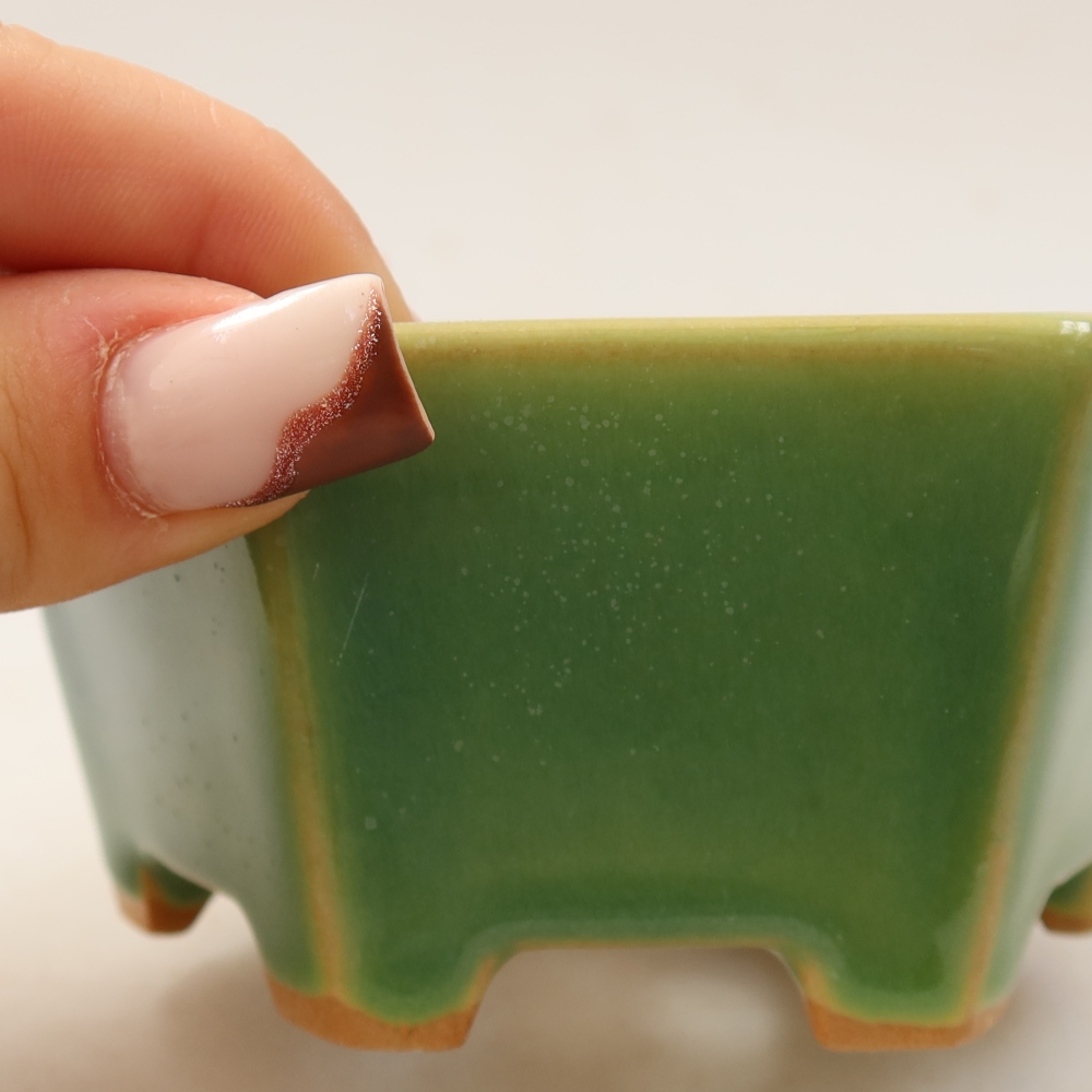 Ceramiczna miseczka do bonsai 10 x 9 x 5 cm, kolor zielony