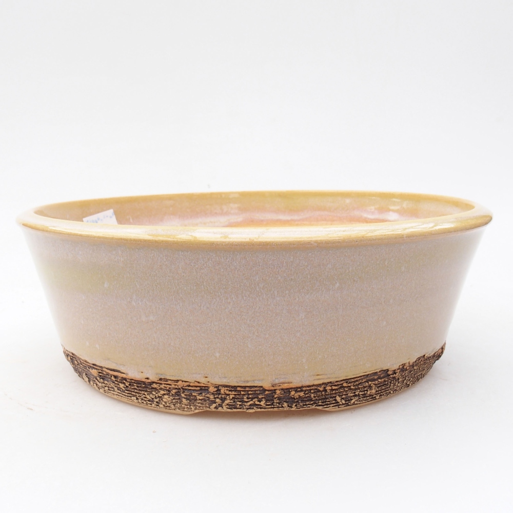 Ceramiczna miska bonsai 19,5 x 19,5 x 7 cm, kolor beżowy