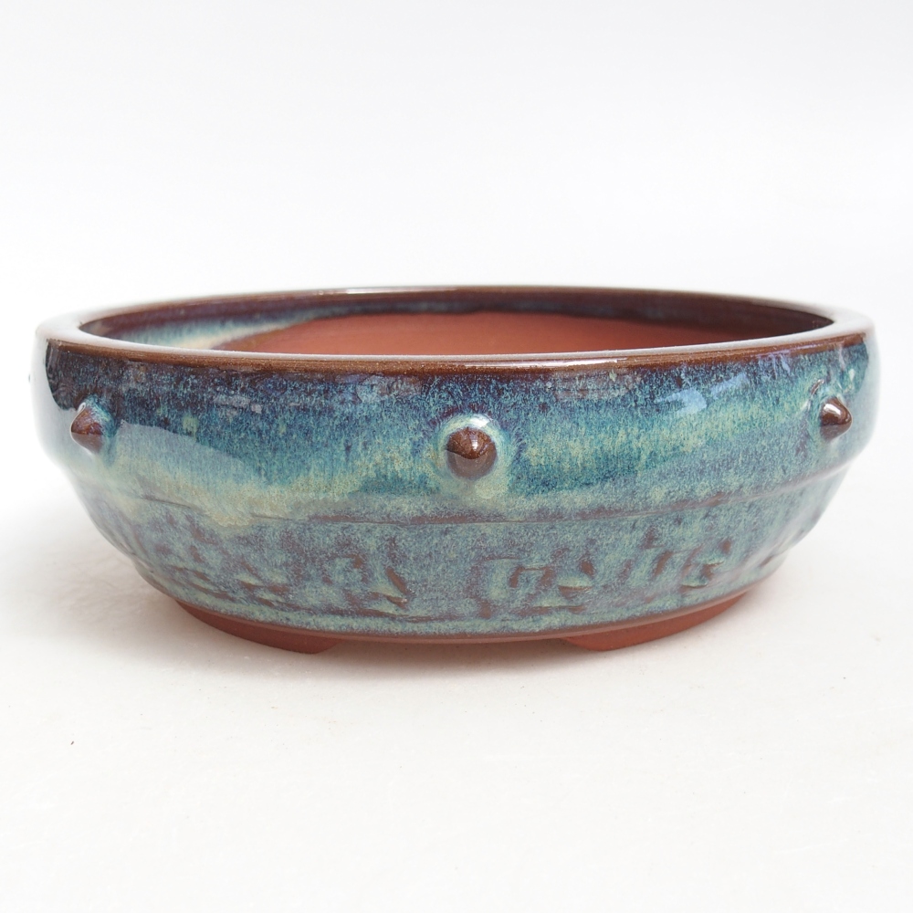 Ceramiczna miska do bonsai 16 x 16 x 5 cm, kolor niebieski