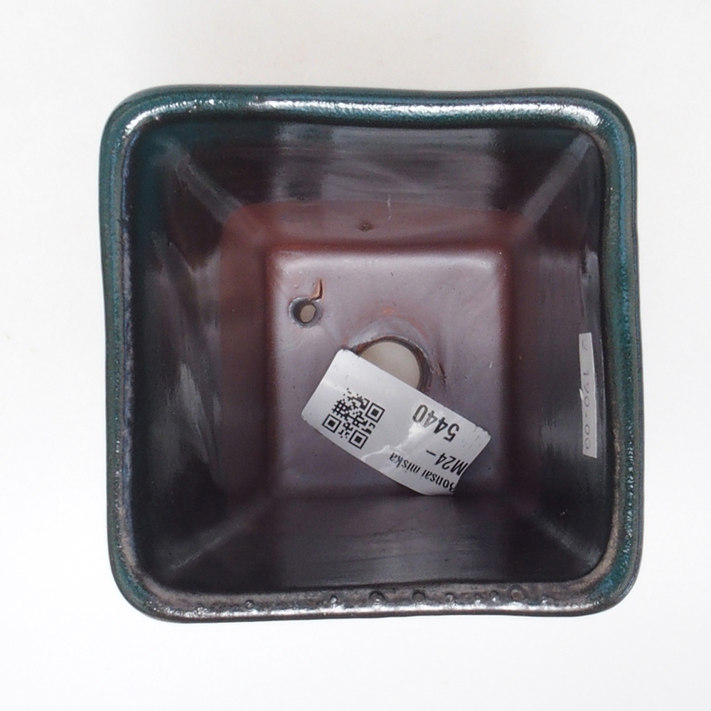 Ceramiczna miska bonsai 8,5 x 8,5 x 11 cm, kolor zielony