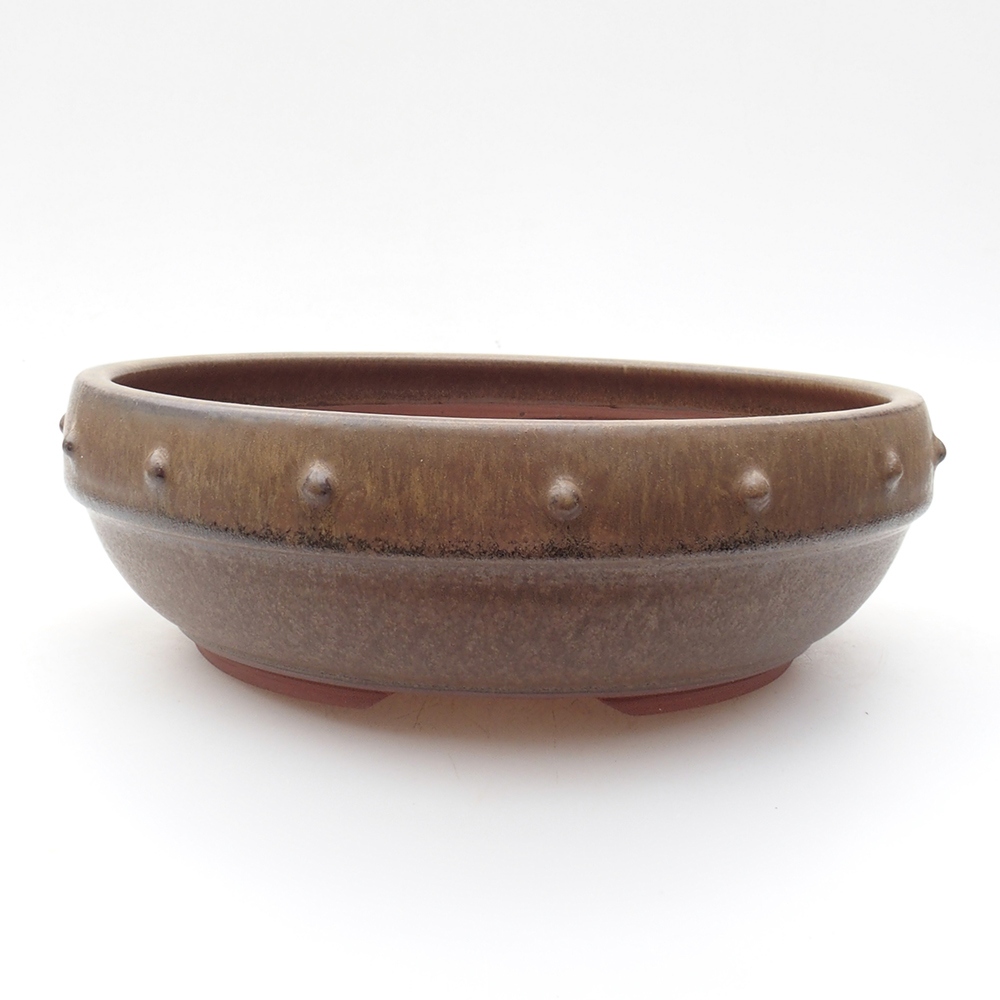 Ceramiczna miska bonsai 19,5 x 19,5 x 6,5 cm, kolor brązowy