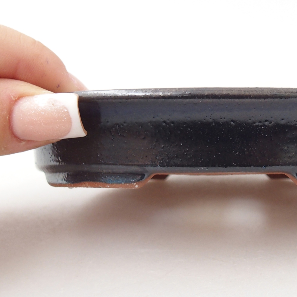 Ceramiczna miska do bonsai 12,5 x 10,5 x 2 cm, kolor czarny