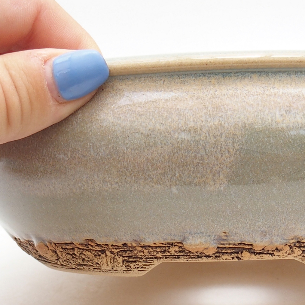 Ceramiczna miska do bonsai 17,5 x 17,5 x 6 cm, kolor zielony
