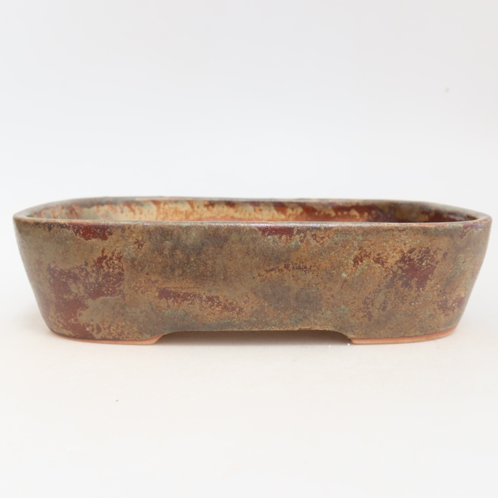 Ceramiczna miska do bonsai 23 x 18 x 5,5 cm, kolor brązowo-zielony