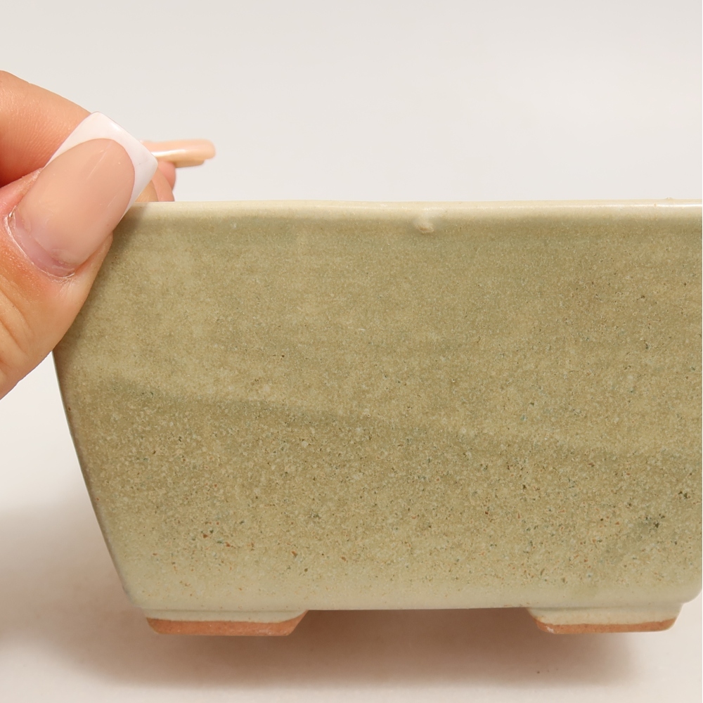 Ceramiczna miska do bonsai 10,5 x 10,5 x 6,5 cm, kolor zielony