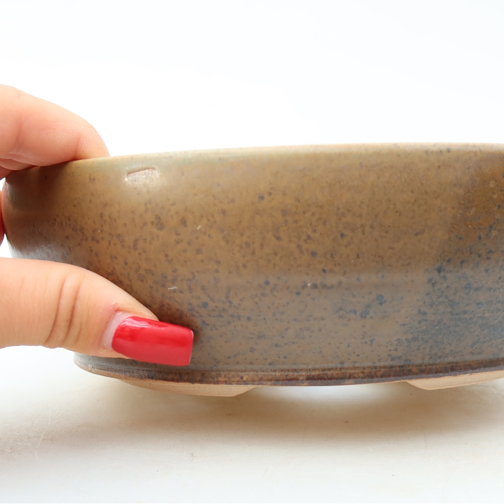 Ceramiczna miska do bonsai 19,5 x 19,5 x 6,5 cm, kolor brązowy