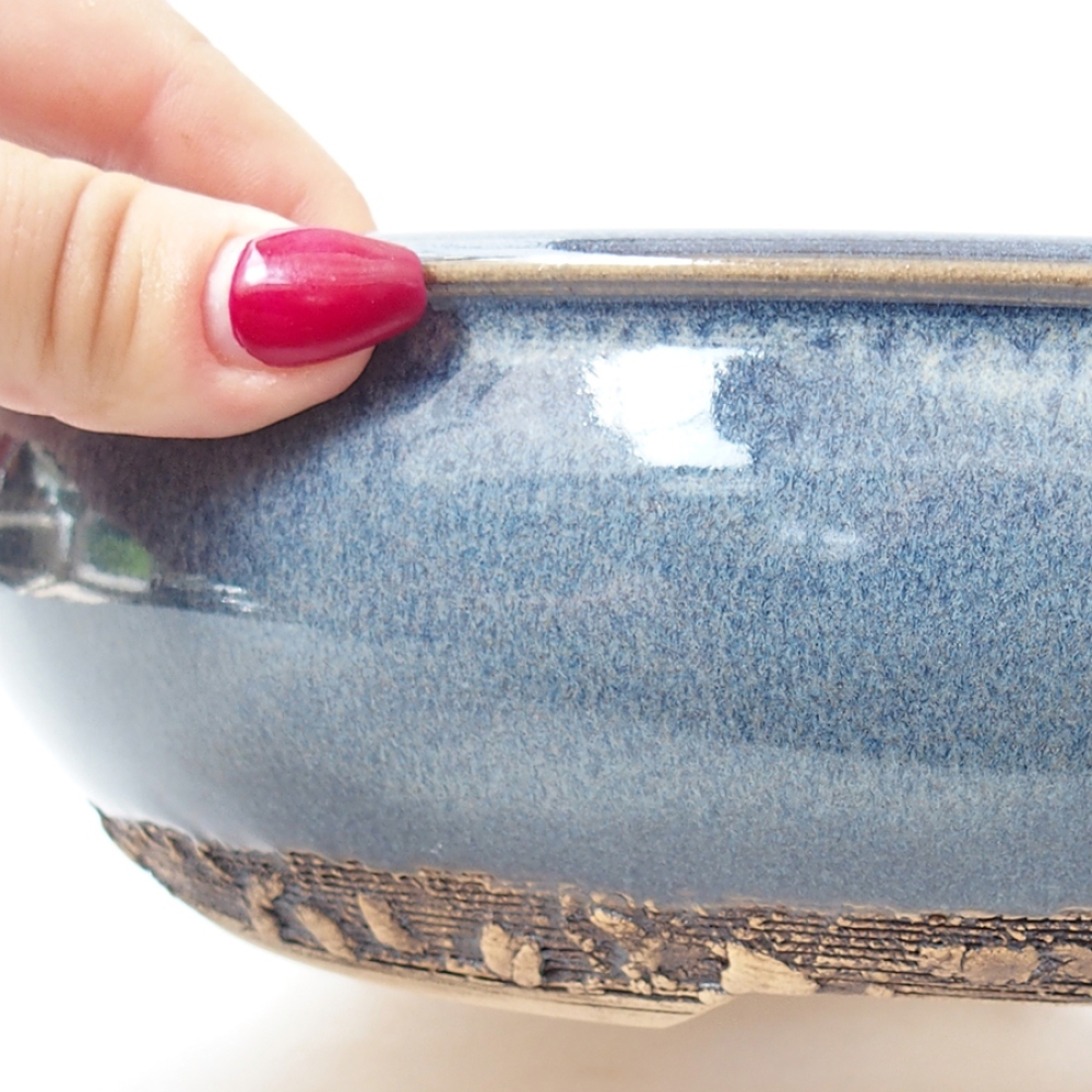 Ceramiczna miska bonsai 24 x 24 x 6 cm, kolor niebieski