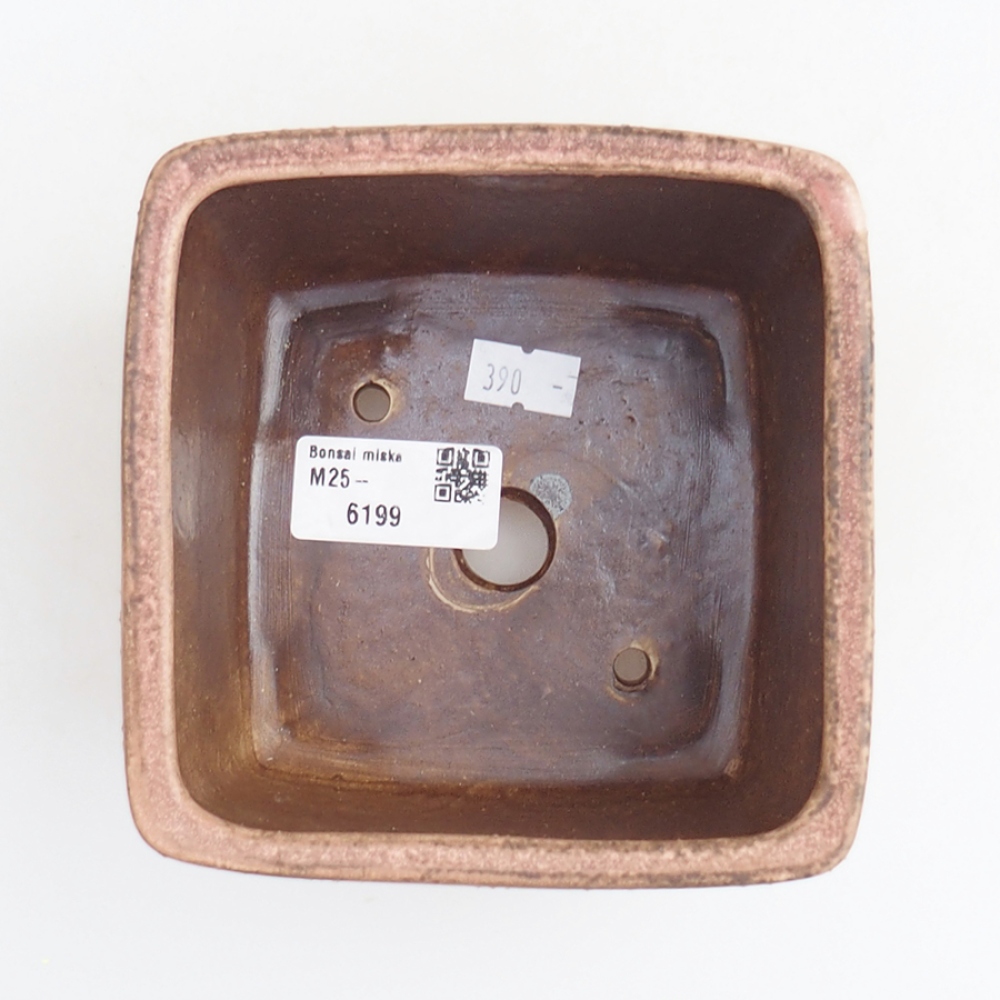 Ceramiczna miska bonsai 12 x 12 x 8 cm, kolor różowy