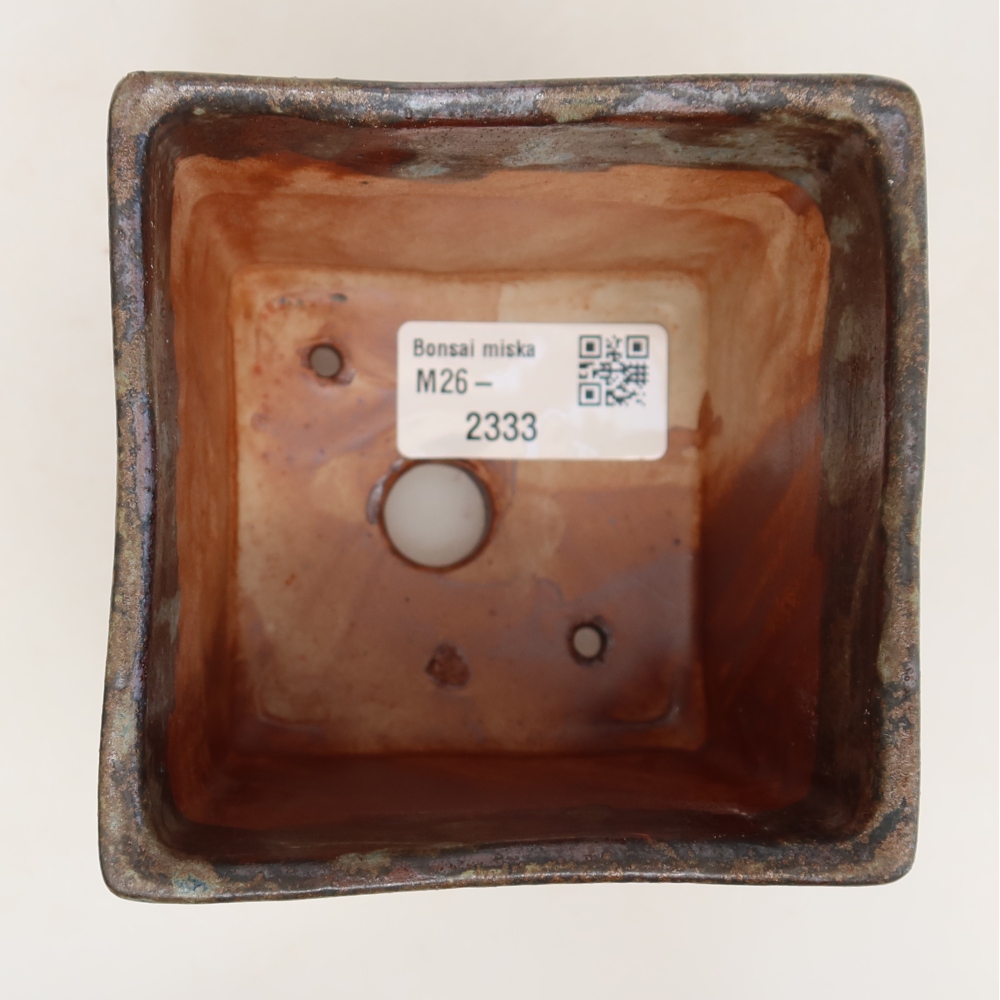 Ceramiczna miska do bonsai 8,5 x 8,5 x 9 cm, kolor brązowy