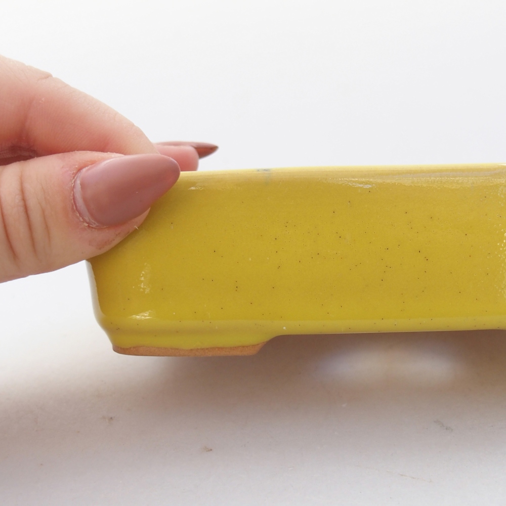 Ceramiczna miska na bonsai 13 x 9,5 x 3,5 cm, żółta