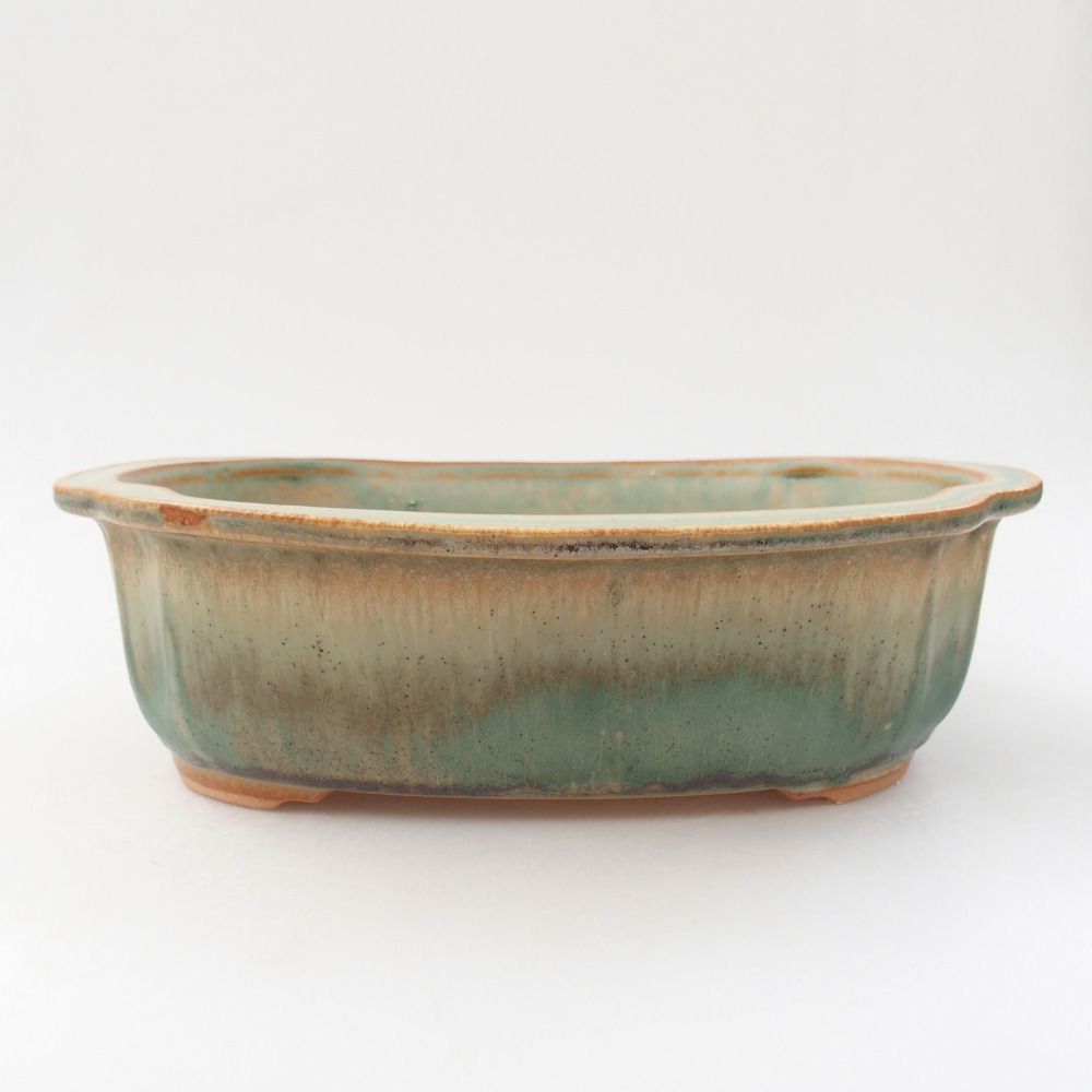 Ceramiczna miska bonsai 24,5 x 21 x 7 cm, kolor zielony