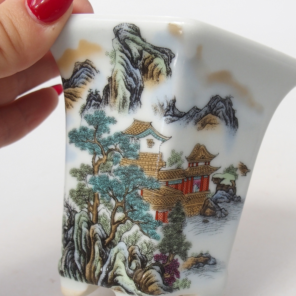 Ceramiczna miska do bonsai 10 x 9 x 9 cm, kolor biały