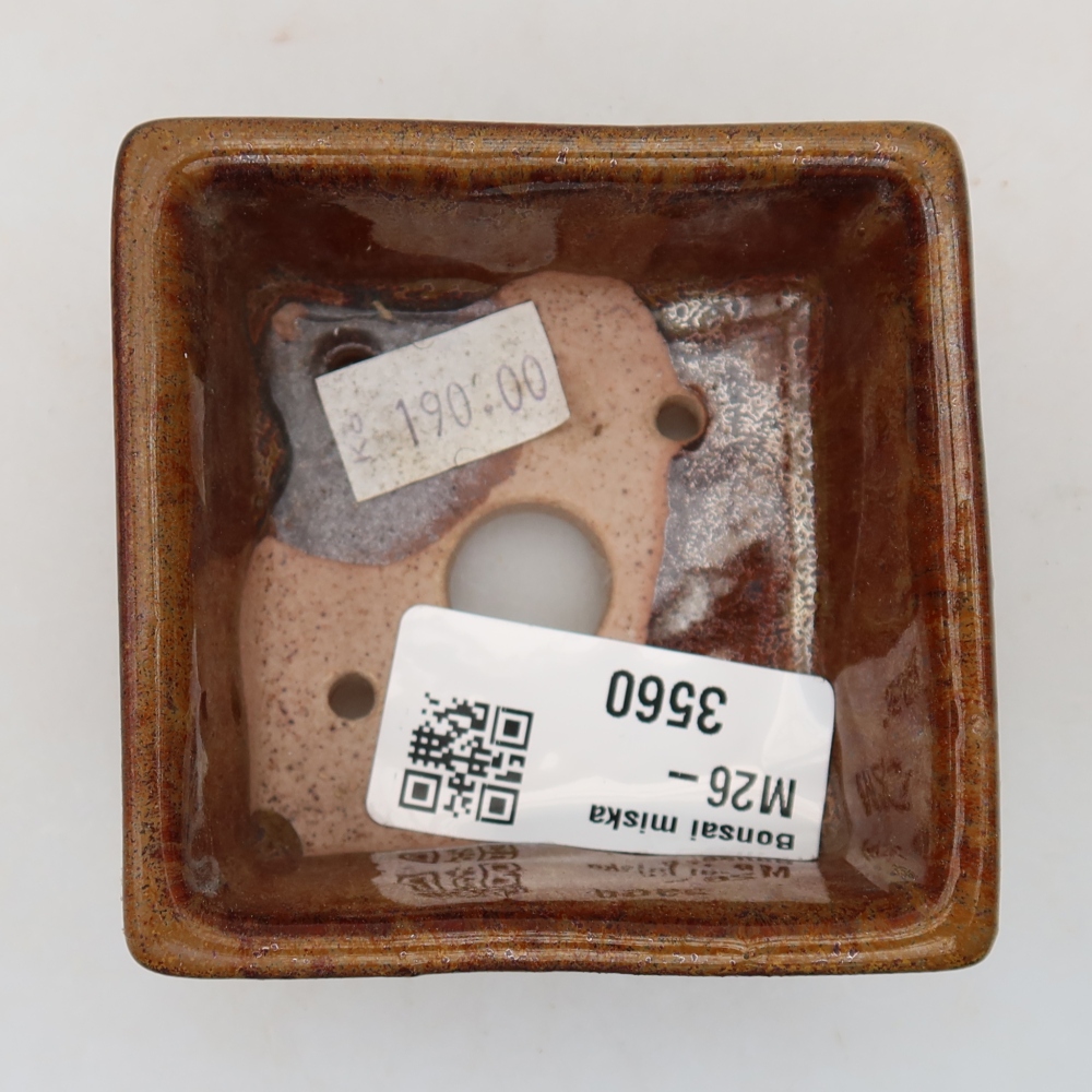 Ceramiczna miska do bonsai 7 x 7 x 3,5 cm, kolor brązowy
