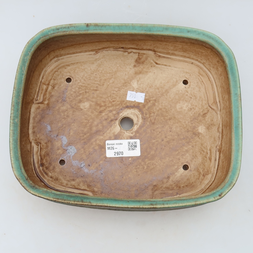 Ceramiczna miska do bonsai 24,5 x 20,5 x 6,5 cm, kolor zielony