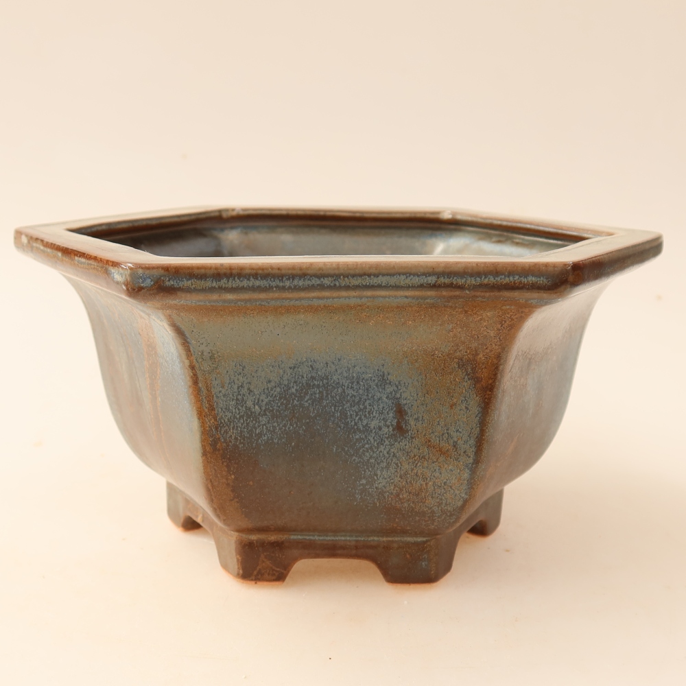 Ceramiczna miska do bonsai 18,5 x 16,5 x 9 cm, brązowa