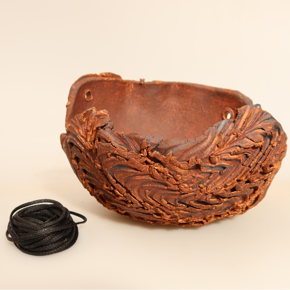 Ceramiczna skorupa do kokedamy 12 x 12 x 7,5 cm, kolor brązowy
