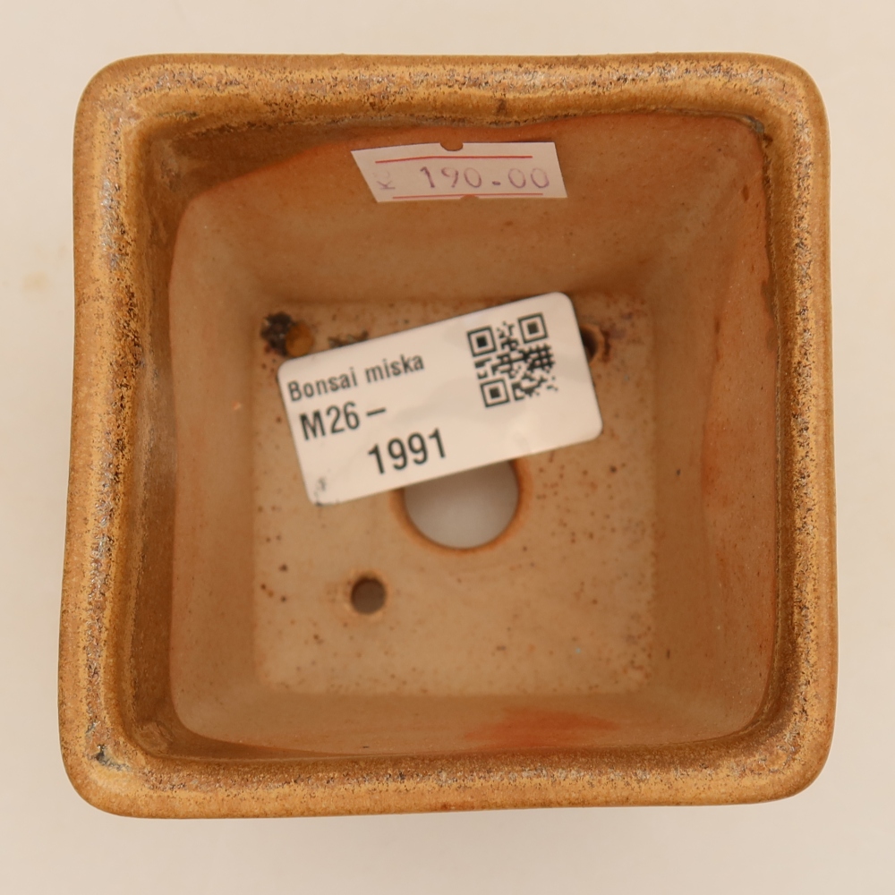 Ceramiczna miska do bonsai 7,5 x 7,5 x 6,5 cm, kolor beżowy