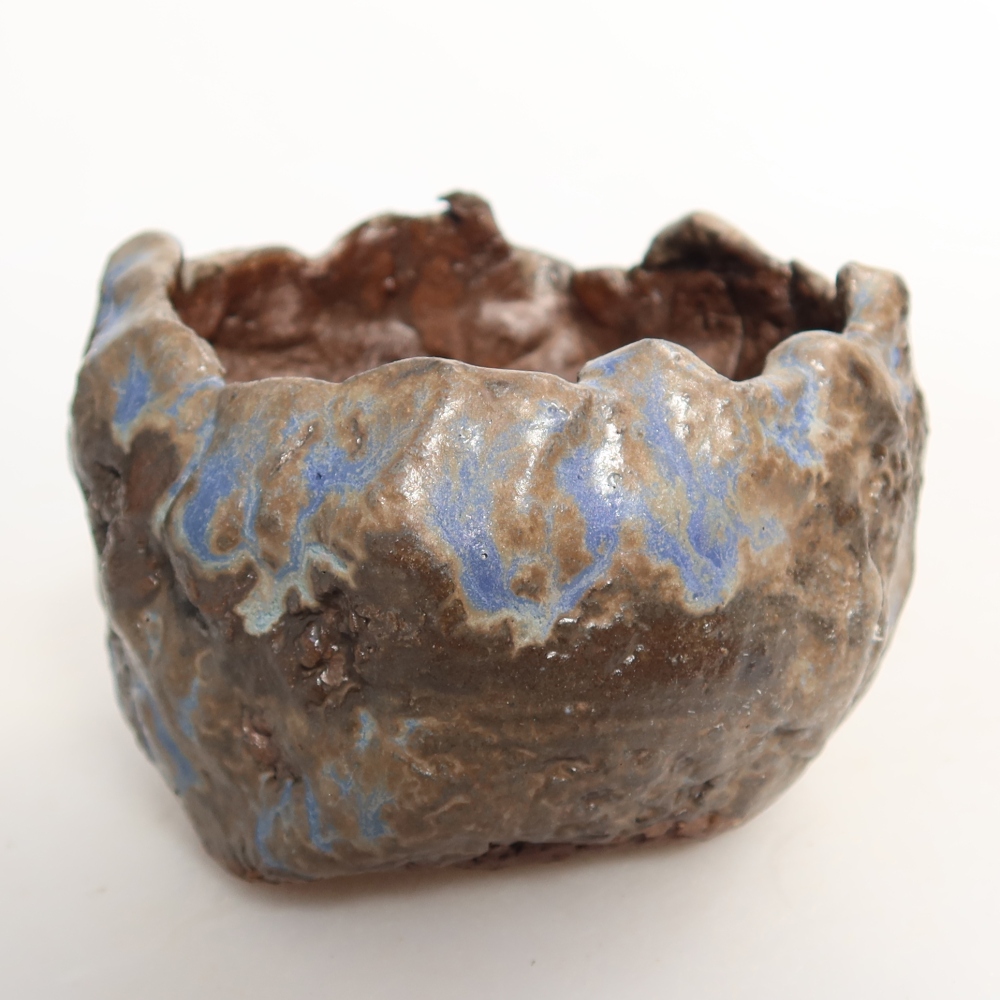 Ceramiczna skorupka  7,5 x 7,5 x 5,5 cm, kolor niebiesko-brązowy