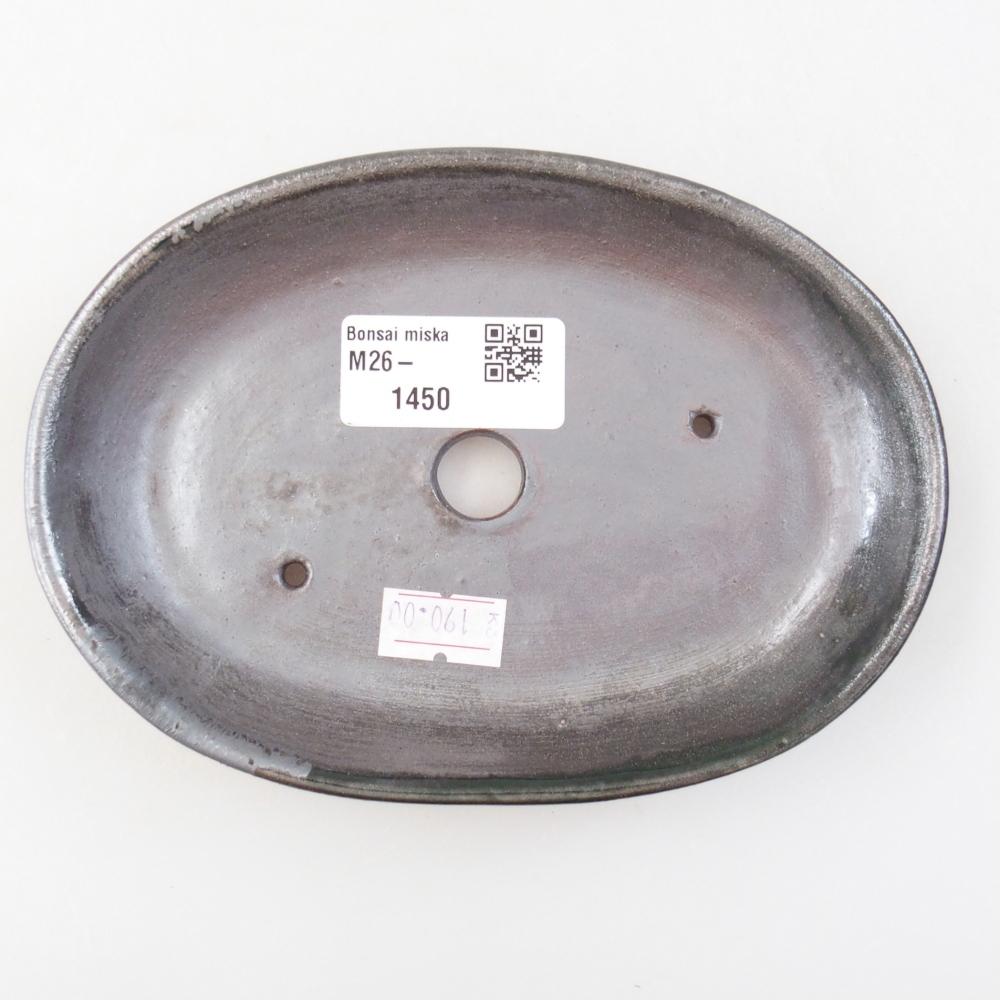 Ceramiczna miska na bonsai 15,5 x 11 x 2,5 cm, metaliczna zieleń