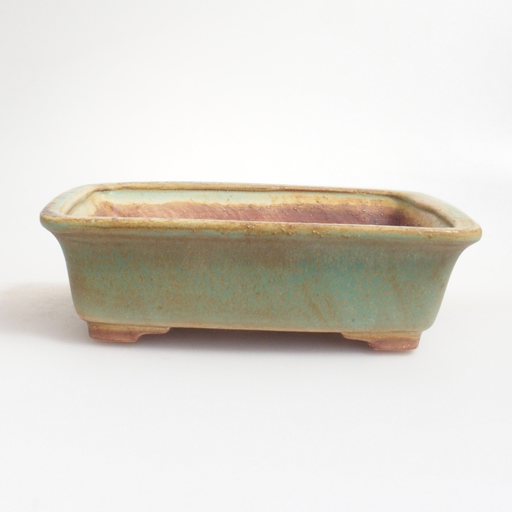 Ceramiczna miska do bonsai 17,5 x 14 x 5 cm, kolor zielony