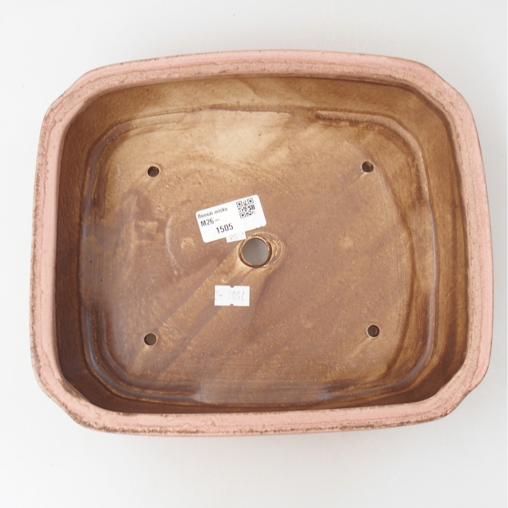 Ceramiczna miska na bonsai 24,5 x 21,5 x 6,5 cm, różowa