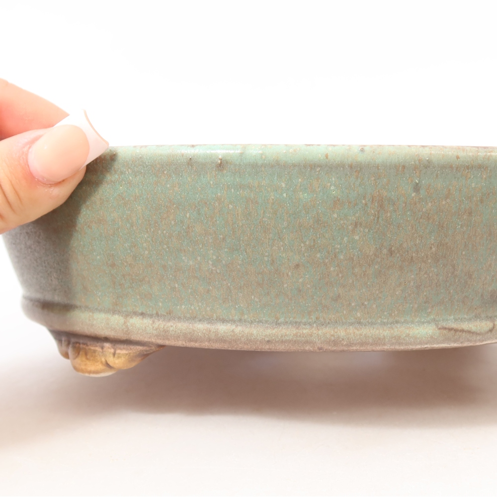 Ceramiczna miska do bonsai 21,5 x 21,5 x 6 cm, zielona