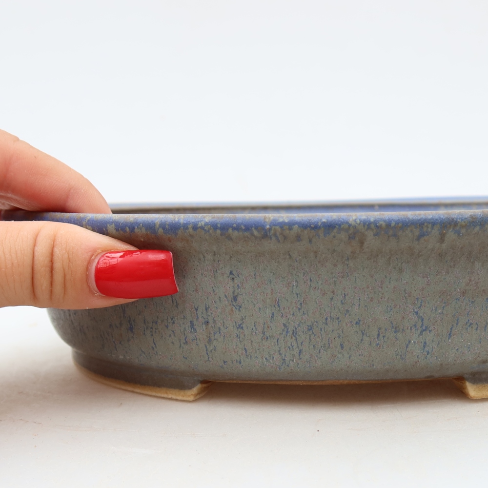 Ceramiczna miska do bonsai 21 x 19,5 x 5 cm, kolor niebieski