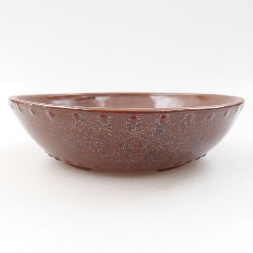 Ceramiczna miska bonsai 17,5 x 17,5 x 5 cm, kolor brązowy