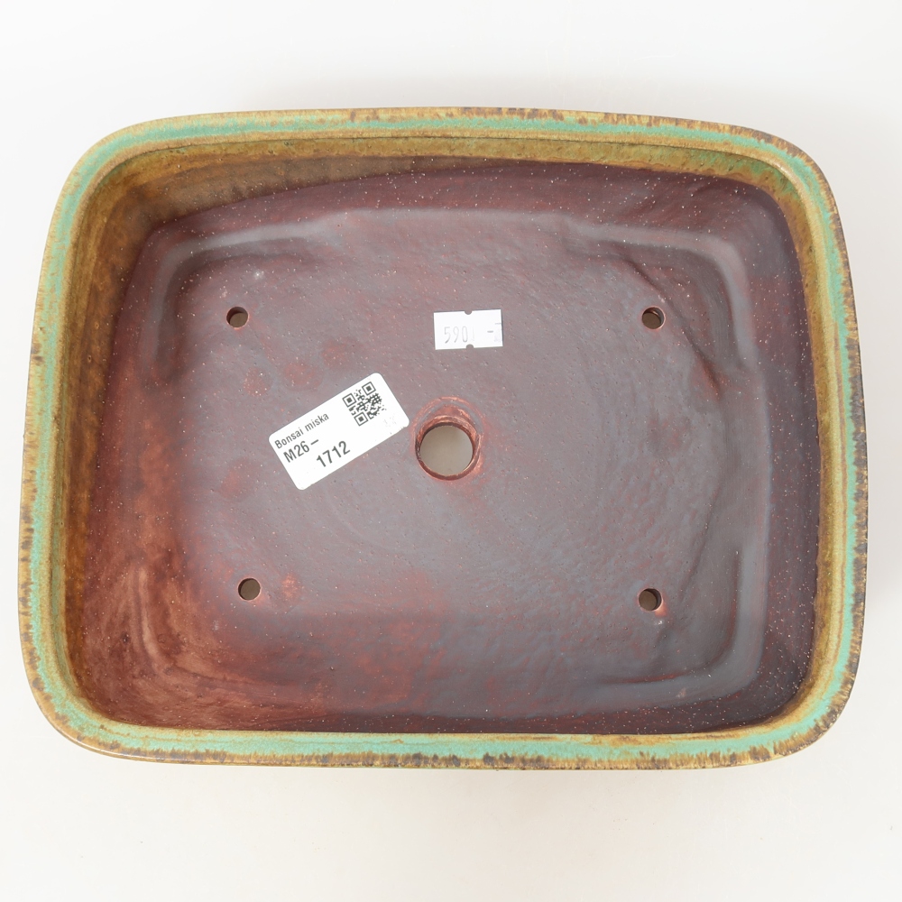 Ceramiczna miska do bonsai 22,5 x 18 x 6 cm, kolor zielony