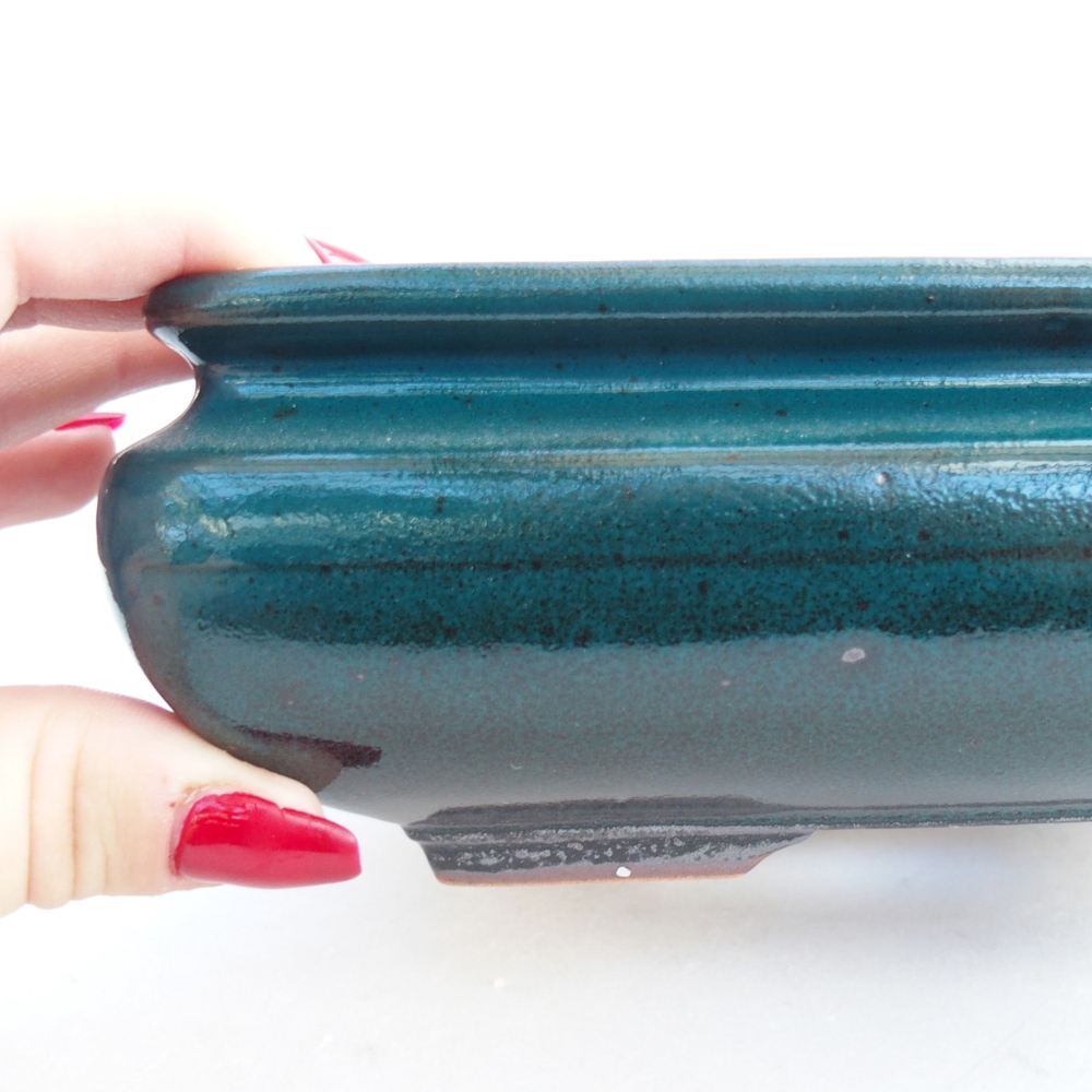 Ceramiczna miska do bonsai 15,5 x 15,5 x 6 cm, zielona