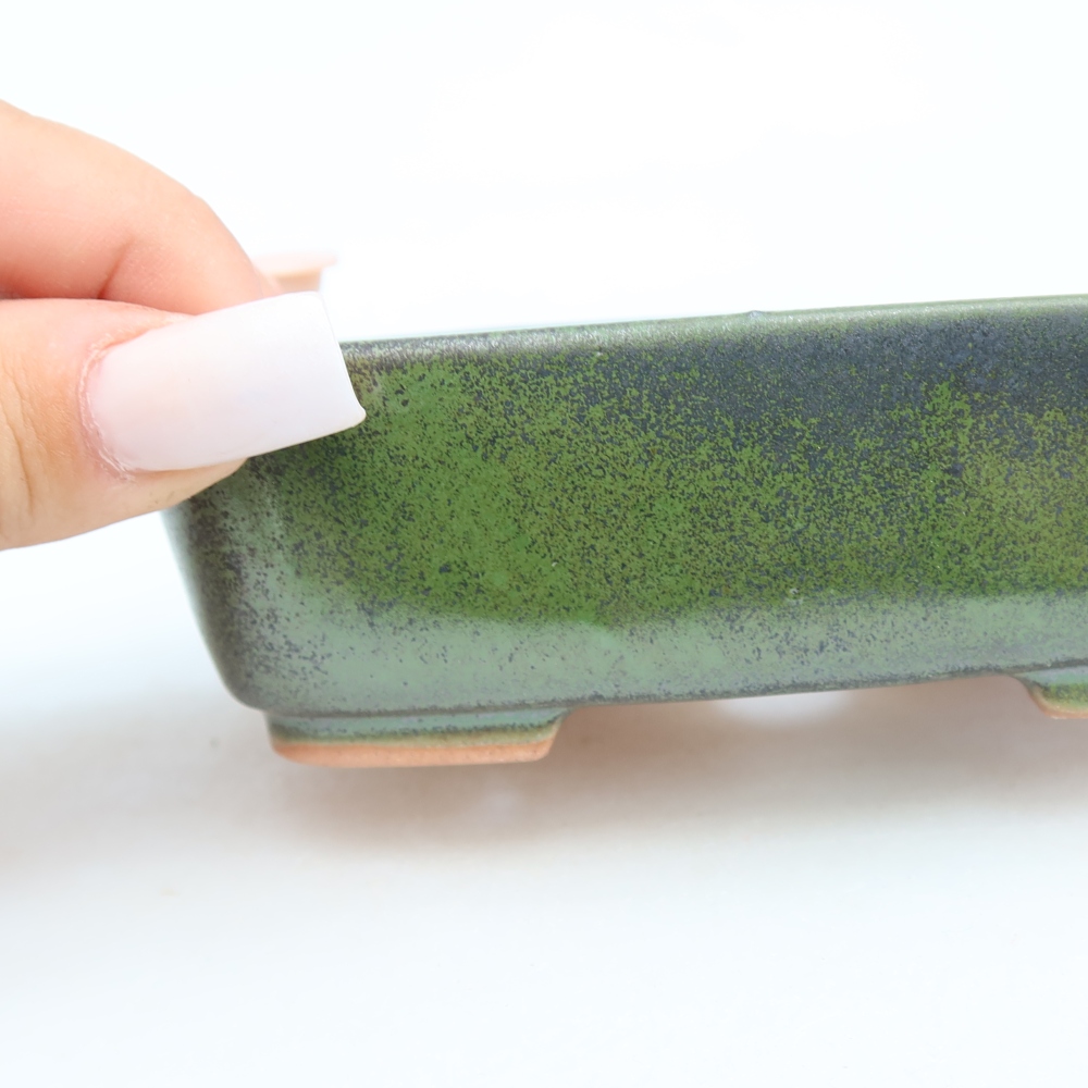 Ceramiczna miska do bonsai 12,5 x 9,5 x 4 cm, kolor zielony